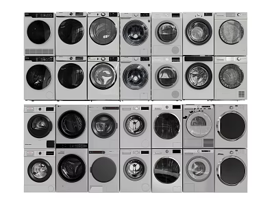 Multiple Washing Machines With Various Designs And Front Load Models For Household Use 3d model