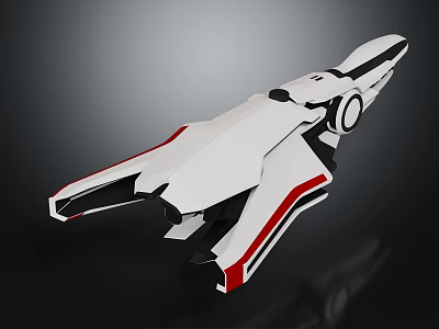 Futuristic White Red Sleek Spaceship Design For Cosmic Exploration And Travel 3d model