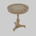 Classical Gold Coffee Table With Carved Decorative Base And Round Tabletop 3d model