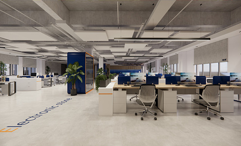 Industrial LOFT Public Office Area Public Office Space 3d model