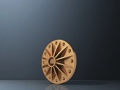 Road Infrastructure Component with Golden Circular Star Shaped Design for Urban Use 3d model