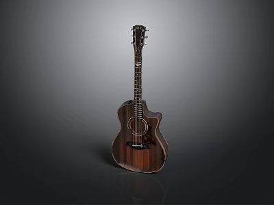 Handcrafted Acoustic Guitar With Natural Wood Grain For Daily Use And Decoration 3d model