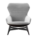 Modern Light Gray Fabric Accent Chair With Ergonomic Backrest And Metal Legs