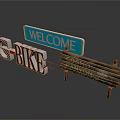 Decorative Signage Collection With Welcome Blue Sign BIKE Lettering And Cosmo Canyon Wooden Sign