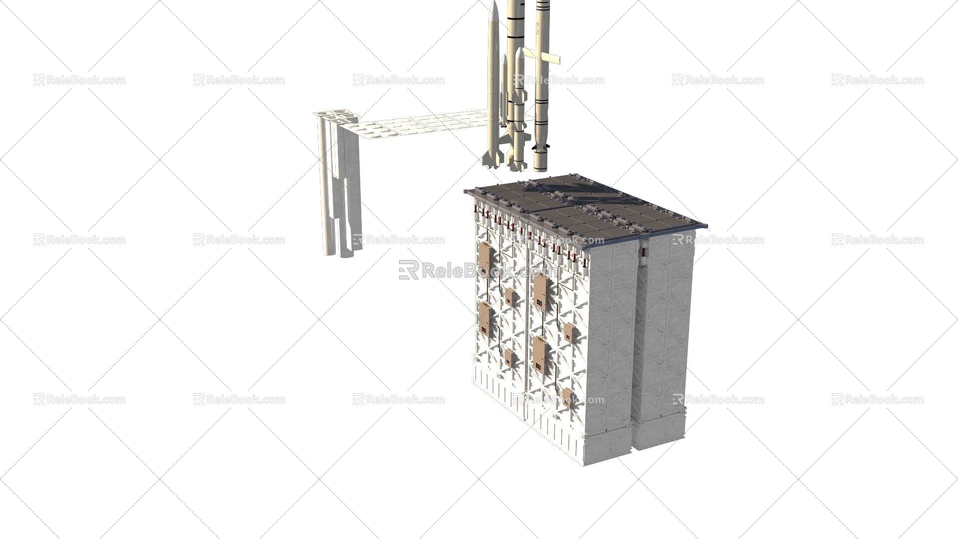 Large diameter cold and hot common rack universal vertical launch system 32 3d model