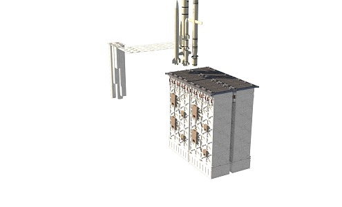 Large diameter cold and hot common rack universal vertical launch system 32 3d model