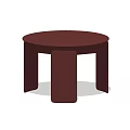 Round Dark Brown Coffee Table with Three Cylindrical Legs and Smooth Surface 3d model