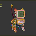 Adorable Orange Robot Cat With Mechanical Body Green Eyes Screen And Antenna