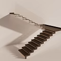 Modern Minimalist Staircase Design With Glass Railing And Dark Wooden Treads