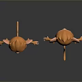 Cute Two 3D Model Monkeys Front and Back View Render