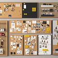 Various Neatly Arranged Hangings On Corkboards And Pegboards With Photos Notes Objects