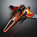 Futuristic Spacecraft Model With Orange Black Silver Streamlined Design And Detailed Features For Space Exploration