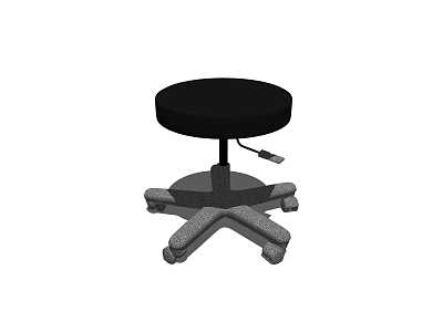 Adjustable Stool With Black Round Padded Seat And Five Star Caster Base For Office Use 3d model