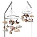 Soft Colored Baby Mobile With Fluffy Clouds Moon Stars And Dolphin For Nursery Decor