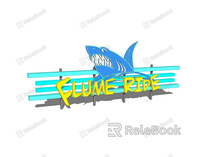 Modern Signboard Theme Park Shark Aquarium Logo model