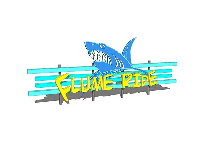 Modern Signboard Theme Park Shark Aquarium Logo model