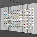 Neatly Arranged Butterfly Specimens On White Wall In Exhibition Hall