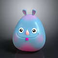 Cute Cartoon Creature With Rabbit Ears Blue Pink Gradient Big Eyes And Smiling Mouth