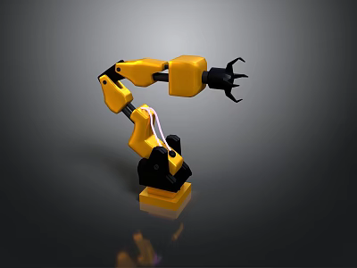 Game Movie Character Yellow Robotic Arm With Black Joints And Articulated Claw Design 3d model