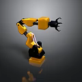 Game Movie Character Yellow Robotic Arm With Black Joints And Articulated Claw Design