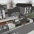 Chinese-style double-slope villa 3d model