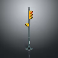 Modern Traffic Light Design With Vertical Metal Pole And Yellow Signal Lamps