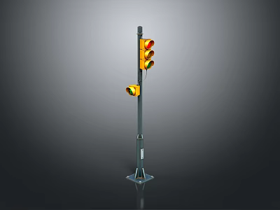 Modern Traffic Light Design With Vertical Metal Pole And Yellow Signal Lamps 3d model