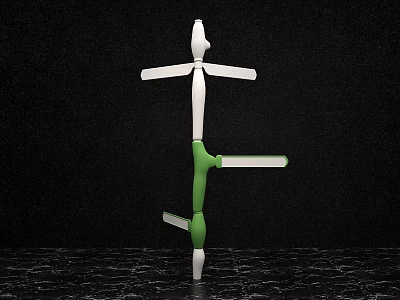 White And Green Traffic Sign With Multiple Direction Arms For Road Guidance Design 3d model