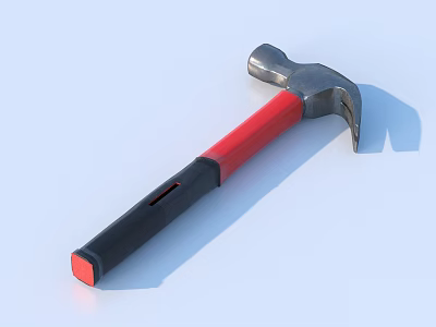 High Quality Hardware Tool Hammer with Metal Head and Red Black Handle 3d model