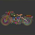 Vintage Green Motorcycle With Orange Seat Star Emblem And Retro Design