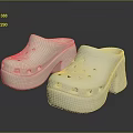 Women's White Clogs with Thick Sole and High Heel Casual Slippers Design