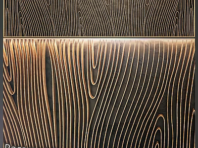 Modern Decorative Wall Decor With Wavy Metallic Lines And Dark Background 3d model