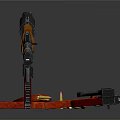 Tactical Assault Rifle With Orange Black Components Red Magazines And Accessories 3d model
