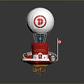 Target Logo Hot Air Balloon With Red Base Small Flag And Clock Structure