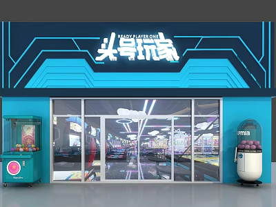 Modern Door Head Technology Video Game City Game Hall Electric Storefront Door Head Store Signs 3d model