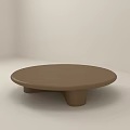 Round Brown Wooden Coffee Table With Wave Shaped Base And Smooth Surface 3d model