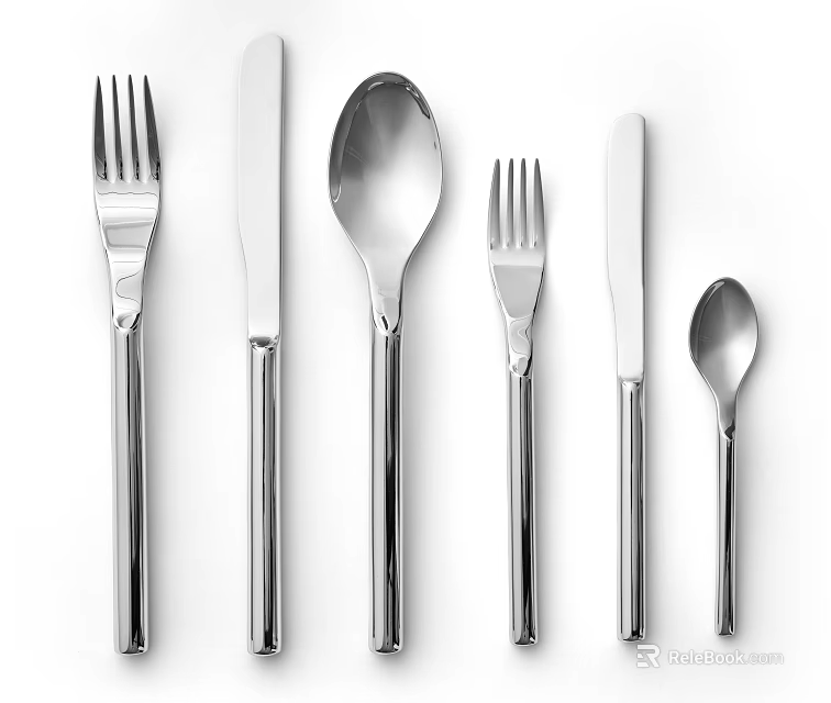 Modern Stainless Steel Cutlery Set With Forks Knives And Spoons For Kitchen Dining 3d model 
