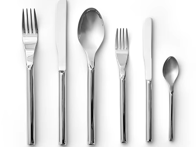 Modern Stainless Steel Cutlery Set With Forks Knives And Spoons For Kitchen Dining 3d model