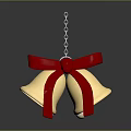 Modern Gold Bell Shaped Chandelier Featuring Red Bow And Hanging Chain