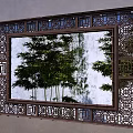 Chinese-style Flower Window Garden Flower Window Hollow Flower Window Bamboo Window Frame Scene Medium-style Flower Window Leaky Scene Hollow Carved Window 3d model