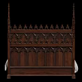 Traditional Wooden Double Bed With Intricate Carved Posts And Ornamental Details