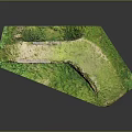 Detailed Terrain Model With Stone Arch Bridge And Lush Green Grass Surface