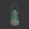 Vintage Copper Lantern With Metal Handle And Glass Shade On Round Base