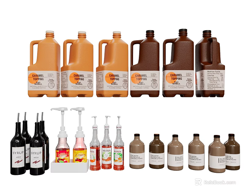 Assorted Bottled Beverages With Plastic And Glass Containers Various Flavors And Labels 3d model 