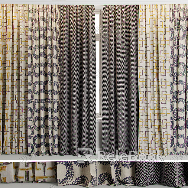 Modern Curtain Fabric Curtain Window model