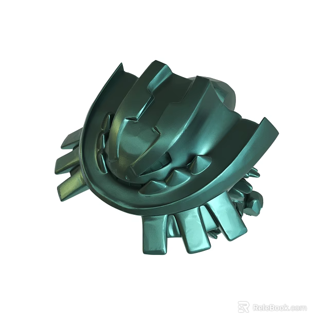 Green Mechanical Component With Intricate Gear Structure And Detailed Metallic Finish 3d model 