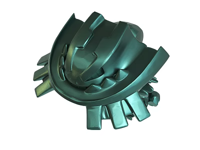 Green Mechanical Component With Intricate Gear Structure And Detailed Metallic Finish 3d model