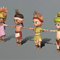 Four Cartoon Characters With Animal Themed Headdresses And Frog Headgear Costumes