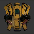 Yellow And Black Mechanical Robot With Multiple Cannons And Legged Structure Design 3d model