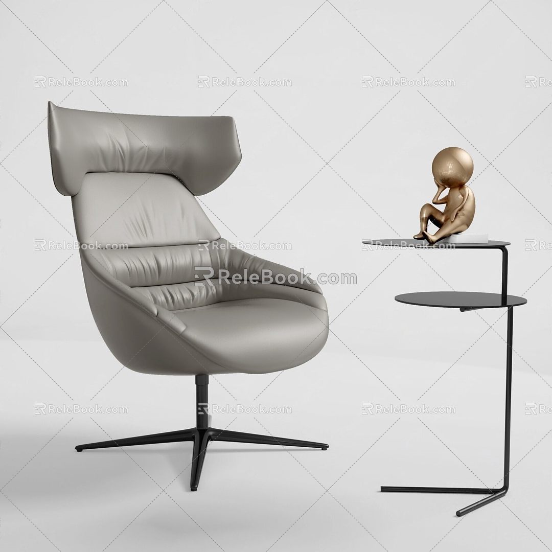 Modern single chair side table 3d model